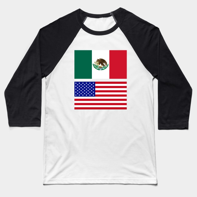 The American and Mexican Flag Baseball T-Shirt by Islanr